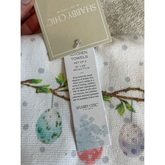 Shabby Chic Set Of 2 Easter Spring Floral Kitchen Towels Bunnies Eggs Cotton NWT - Picture 4 of 4